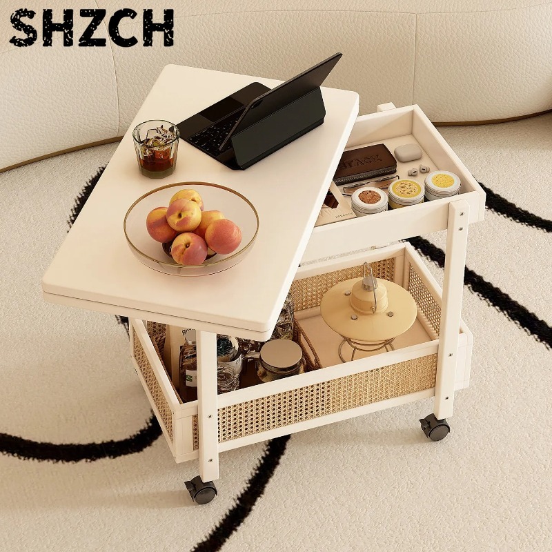 Desk Setup Minimalist - Foldable Bamboo Storage Desk with Rolling