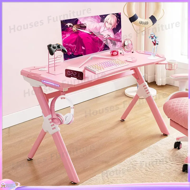 Black LED Light Computer Desk  - Desk Setup L Shaped ulasan dan harga