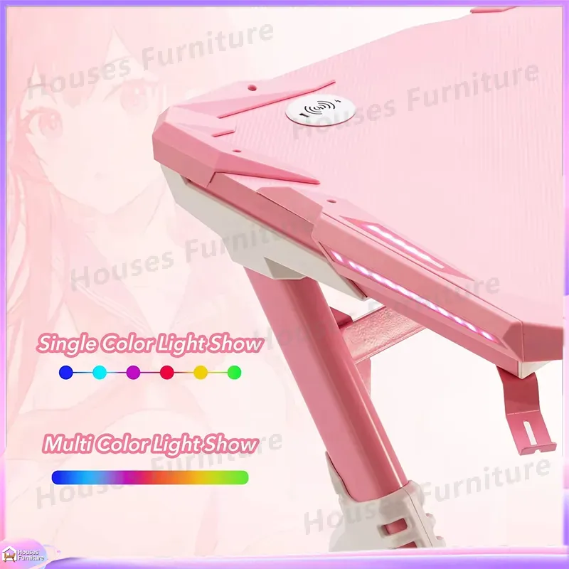 Black LED Light Computer Desk  - Desk Setup L Shaped ulasan dan harga