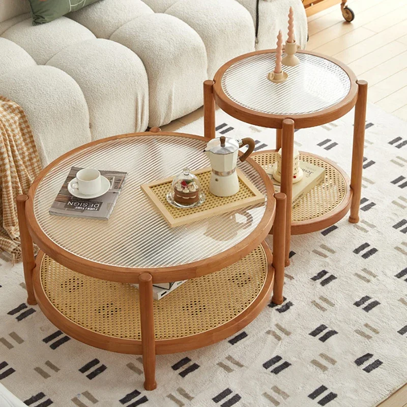 Solid Wood Rattan Woven Coffee - Desk Setup Minimalist ulasan dan harga