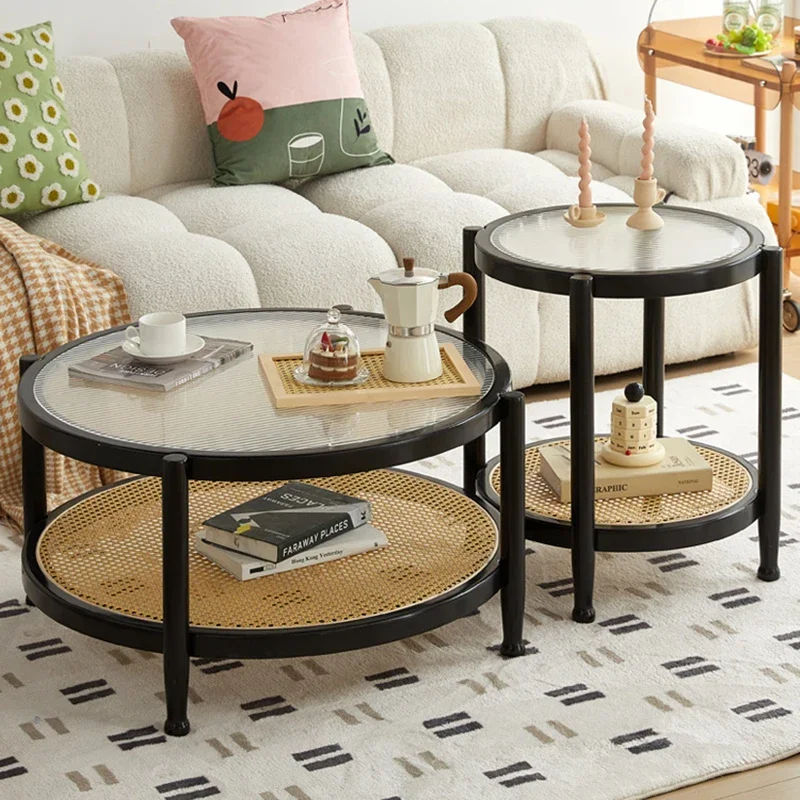 Solid Wood Rattan Woven Coffee - Desk Setup Minimalist ulasan dan harga